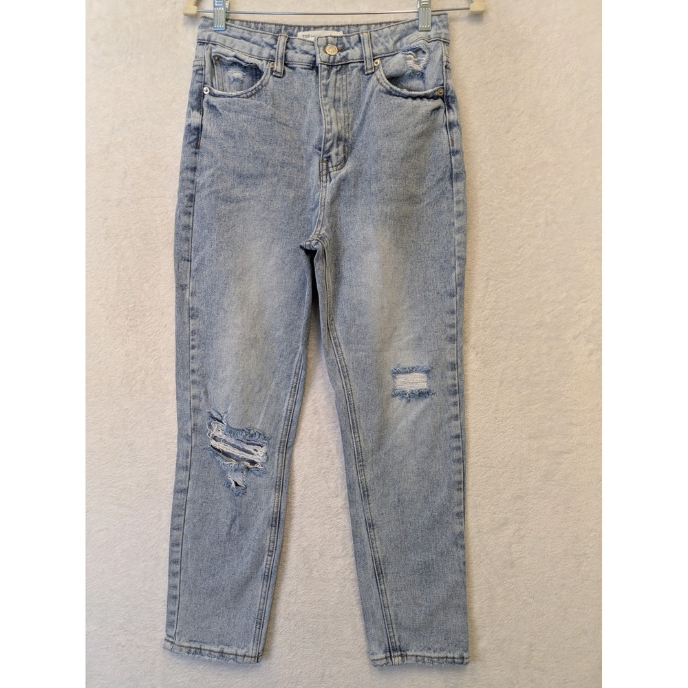 TNR Jeans Women's Size 25 Light Wash Distressed High Rise‎ Straight Leg Jeans